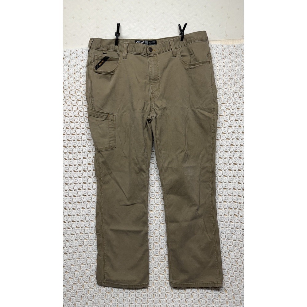Ariat Rebar M4 Pants Mens Tag 40x30 Fits 38x28 Khaki Relaxed Straight Work